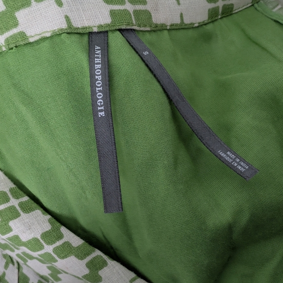 NWOT Anthropologie Renee Flutter Sleeve Linen Green Button Up Midi Shirt Dress - Picture 7 of 9